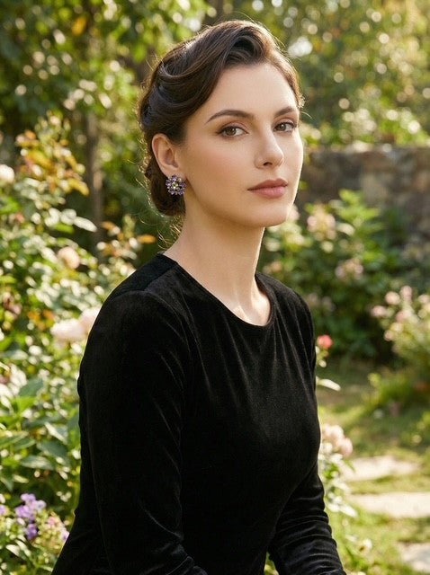 Amy Studs Mauve & Green