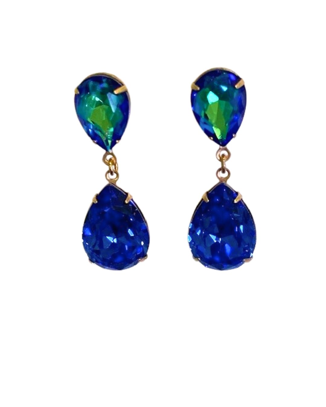 Solitaire Tear Drops in Brilliant Blue